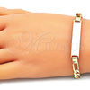 Pulsera con Placa 5.226.008.08 Oro Laminado, Diseño de Figaro, Pulido, Tono Dorado (160 Gauge, 06 MM Thickness, 8 Inches Length)