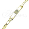 Pulsera con Placa 5.226.008.08 Oro Laminado, Diseño de Figaro, Pulido, Tono Dorado (160 Gauge, 06 MM Thickness, 8 Inches Length)