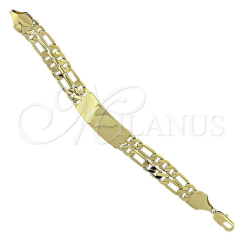 Pulsera con Placa 5.226.002 Oro Laminado, Diseño de Figaro, Pulido, Tono Dorado (160 Gauge, 9 Inches Length)