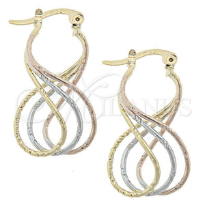 Argolla Mediana 5.158.021 Oro Laminado, Diseño de Torcido, Diamantado, Tres Tonos