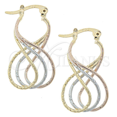 Argolla Mediana 5.158.021 Oro Laminado, Diseño de Torcido, Diamantado, Tres Tonos