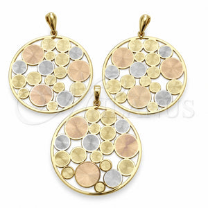 Juego de Arete y Dije de Adulto 5.062.001 Oro Laminado, Pulido, Tres Tonos