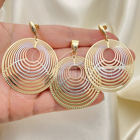 Juego de Arete y Dije de Adulto 5.062.003 Oro Laminado, Pulido, Tres Tonos