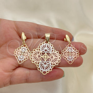Juego de Arete y Dije de Adulto 5.048.004 Oro Laminado, Pulido, Tres Tonos