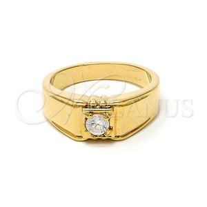 Anillo de Hombre 01.63.0518.06 Oro Laminado, Diseño de Solitario, con Blanca Zirconia Cubica, Pulido, Tono Dorado (Size 6)