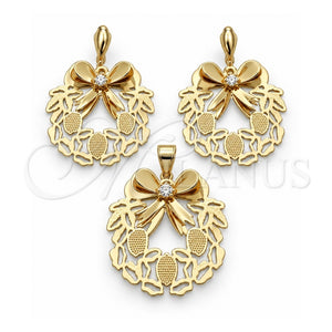 Juego de Arete y Dije de Adulto 5.047.002 Oro Laminado, con Zirconia Cubica Blanca, Pulido, Tono Dorado