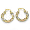 Argolla Pequeña 5.149.005.25 Oro Laminado, Cepillado, Tres Tonos