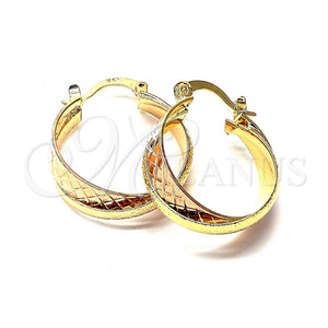 Argolla Pequeña 5.142.004 Oro Laminado, Diseño de Torcido, Diamantado, Tres Tonos