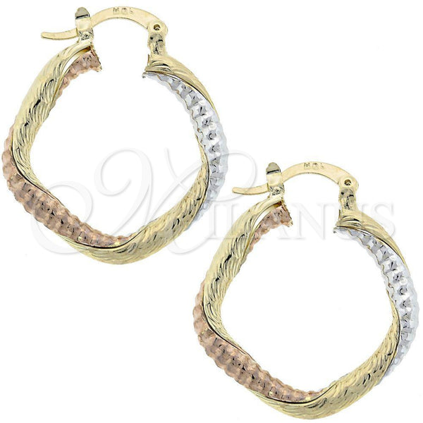 Argolla Mediana 5.142.031 Oro Laminado, Diamantado, Tres Tonos