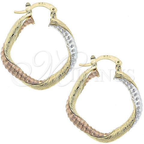 Argolla Mediana 5.142.031 Oro Laminado, Diamantado, Tres Tonos
