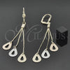 Arete Largo 5.077.004 Oro Laminado, Diseño de Gota, Mate, Tres Tonos