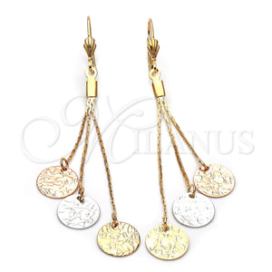 Arete Largo 5.098.001 Oro Laminado, Diamantado, Tres Tonos