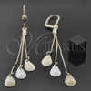 Arete Largo 5.091.007 Oro Laminado, Diseño de Gota, Mate, Tres Tonos