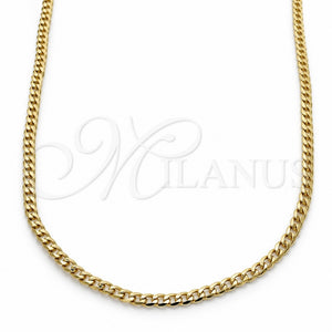 Gargantilla Basica 5.222.008.18 Oro Laminado, Diseño de Cubana, Pulido, Tono Dorado (0.60 Gauge, 02 MM Thickness, 18 Inches Length)