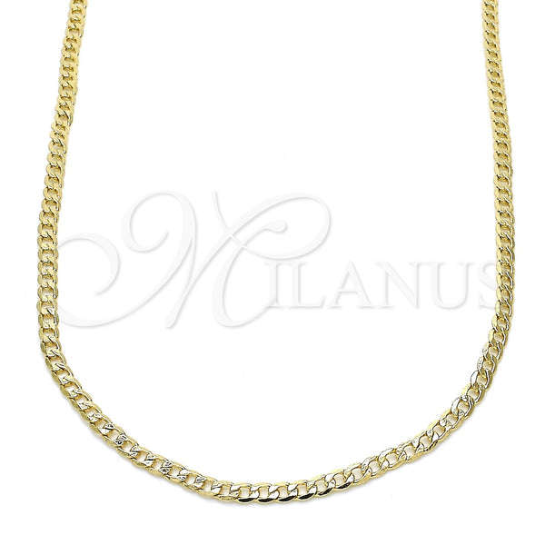 Gargantilla Basica 5.222.008.18 Oro Laminado, Diseño de Cubana, Pulido, Tono Dorado (0.60 Gauge, 02 MM Thickness, 18 Inches Length)