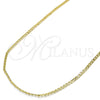 Gargantilla Basica 5.222.008.20 Oro Laminado, Diseño de Cubana, Pulido, Tono Dorado (Calibre 0.60, Grosor 02 MM, 20 Pulgadas de Largo)