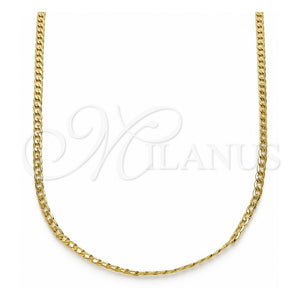 Gargantilla Basica 5.222.008.20 Oro Laminado, Diseño de Cubana, Pulido, Tono Dorado (Calibre 0.60, Grosor 02 MM, 20 Pulgadas de Largo)