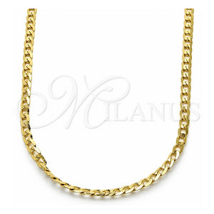 Gargantilla Basica 5.222.007.16 Oro Laminado, Diseño de Cubana, Pulido, Tono Dorado (Calibre 0.80, Grosor 02.8 MM, 16 Pulgadas de Largo)