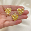 Juego de Arete y Dije de Adulto 5.047.003 Oro Laminado, con Blanca Cristal, Pulido, Tono Dorado