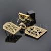 Juego de Arete y Dije de Adulto 5.046.010 Oro Laminado, Diseño de Flor, con Blanca Cristal, Pulido, Tono Dorado