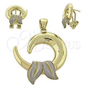 Juego de Arete y Dije de Adulto 5.049.003 Oro Laminado, Pulido, Dos Tonos