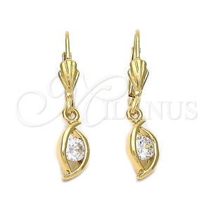 Arete Colgante 5.027.016 Oro Laminado, con Blanca Zirconia Cubica, Pulido, Tono Dorado