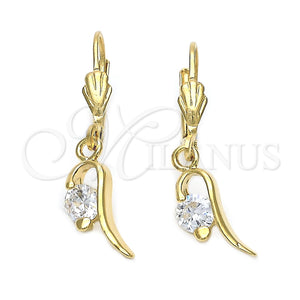 Arete Colgante 5.073.009 Oro Laminado, con Blanca Zirconia Cubica, Pulido, Tono Dorado