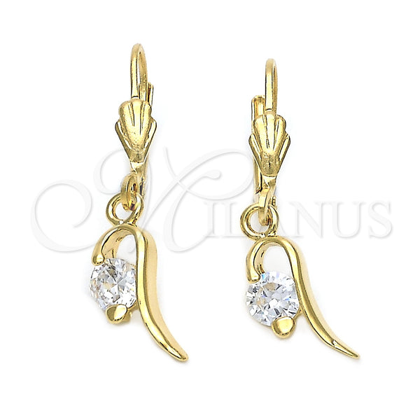 Arete Colgante 5.073.009 Oro Laminado, con Blanca Zirconia Cubica, Pulido, Tono Dorado