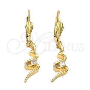 Arete Colgante 02.63.1519 Oro Laminado, con Blanca Zirconia Cubica, Pulido, Tono Dorado