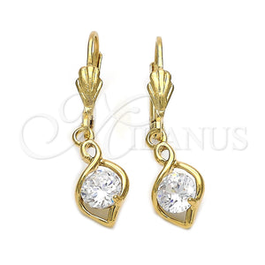 Arete Colgante 5.028.014 Oro Laminado, con Blanca Zirconia Cubica, Pulido, Tono Dorado