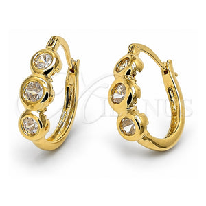 Argolla Huggie 5.132.001 Oro Laminado, con Blanca Zirconia Cubica, Pulido, Tono Dorado