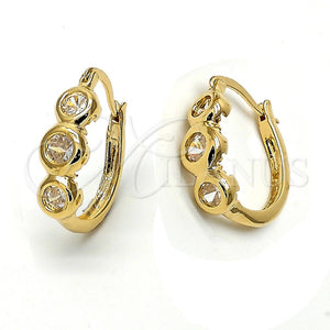 Argolla Huggie 5.132.001 Oro Laminado, con Blanca Zirconia Cubica, Pulido, Tono Dorado