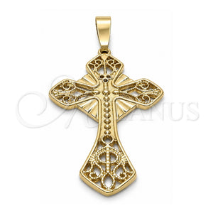 Dije Religioso 5.191.003 Oro Laminado, Diseño de Cruz, Diamantado, Tono Dorado