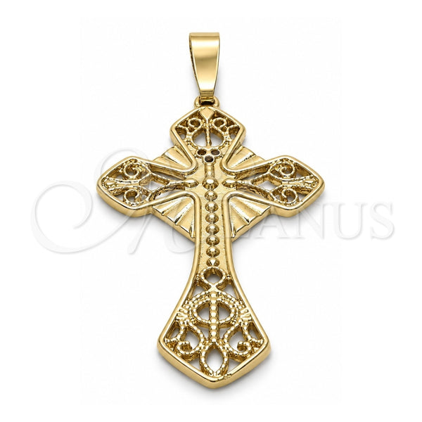 Dije Religioso 5.191.003 Oro Laminado, Diseño de Cruz, Diamantado, Tono Dorado