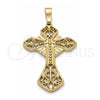 Dije Religioso 5.191.003 Oro Laminado, Diseño de Cruz, Diamantado, Tono Dorado