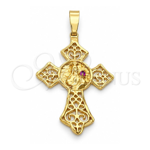 Dije Religioso 5.188.009 Oro Laminado, Diseño de Pescado, con Blanca Zirconia Cubica, Pulido, Tono Dorado