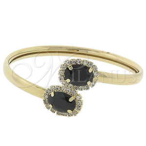 Aro Individual 5.231.010 Oro Laminado, con Negro Zirconia Cubica, Pulido, Tono Dorado (05 MM Thickness, One size fits all)