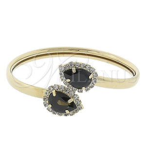 Aro Individual 5.231.015 Oro Laminado, Diseño de Gota, con Negro and Blanca Zirconia Cubica, Pulido, Tono Dorado (05 MM Thickness, One size fits all)