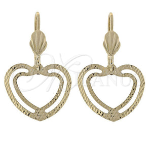 Arete Colgante 5.121.010 Oro Laminado, Diseño de Corazón, Diamantado, Tono Dorado