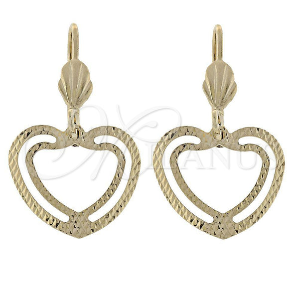 Arete Colgante 5.121.010 Oro Laminado, Diseño de Corazón, Diamantado, Tono Dorado