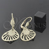 Arete Colgante 5.099.007 Oro Laminado, Diseño de Oja, Diamantado, Tono Dorado