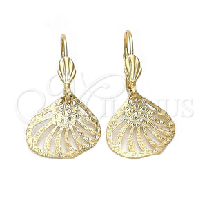 Arete Colgante 5.099.007 Oro Laminado, Diseño de Oja, Diamantado, Tono Dorado
