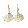 Arete Colgante 5.099.007 Oro Laminado, Diseño de Oja, Diamantado, Tono Dorado