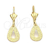 Arete Colgante 5.086.009 Oro Laminado, Diseño de Gota, Mate, Tono Dorado