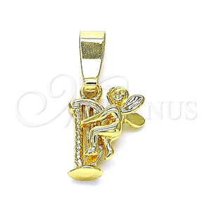 Dije Religioso 5.182.034 Oro Laminado, Diseño de Angel, Diamantado, Tono Dorado