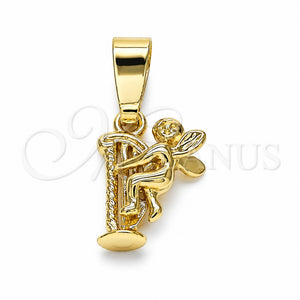 Dije Religioso 5.182.034 Oro Laminado, Diseño de Angel, Diamantado, Tono Dorado
