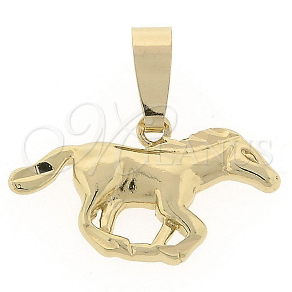 Dije Elegante 5.180.014 Oro Laminado, Diseño de Caballo, Pulido, Tono Dorado