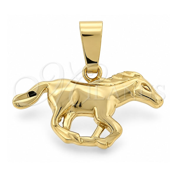 Dije Elegante 5.180.014 Oro Laminado, Diseño de Caballo, Pulido, Tono Dorado