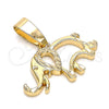 Dije Elegante 5.183.018 Oro Laminado, Diseño de Elefante, Pulido, Tono Dorado