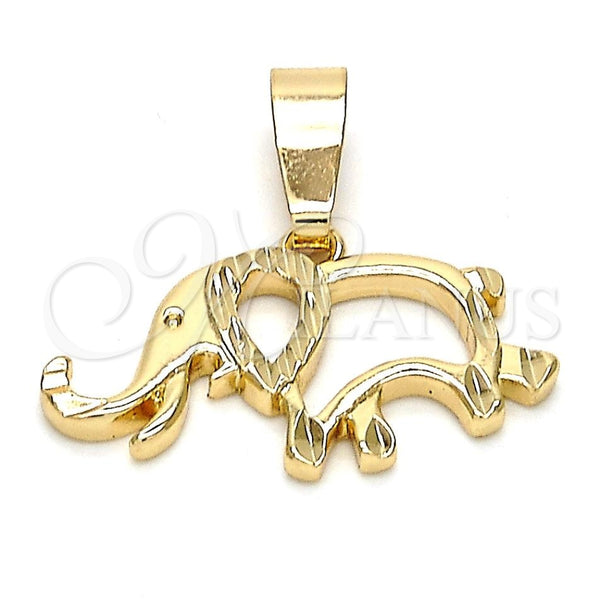 Dije Elegante 5.183.018 Oro Laminado, Diseño de Elefante, Pulido, Tono Dorado